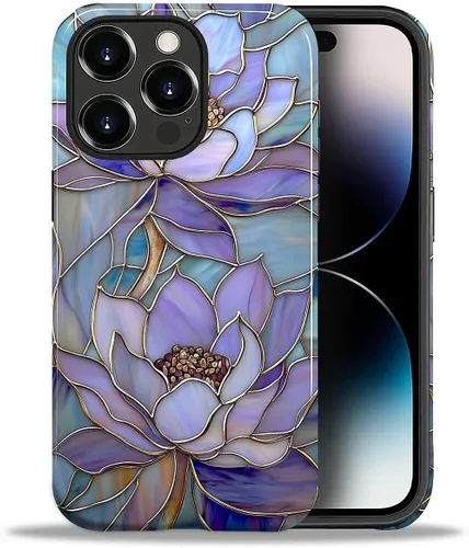 Vista 164 de ZHEGAILIAN Funda para iPhone 11, carcasa dura a prueba de golpes + silicona suave 2 en 1 híbrida, parachoques a prueba de caídas - Vidrio manchado