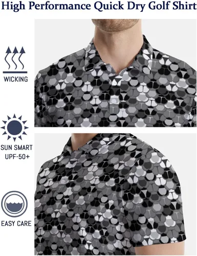 Vista 8 de Camisas polo divertidas para hombre de los años 80, camisas de golf de secado rápido que absorben la humedad, divertidas camisas polo de golf