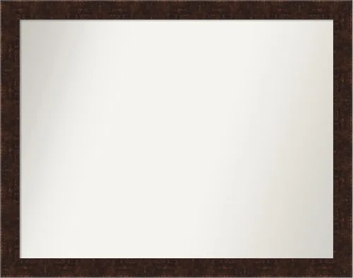 Vista 170 de Amanti Art Espejo de baño de bronce para sobre fregadero, 24 x 24 pulgadas, espejo de tocador cuadrado estrecho de bronce Manhattan, marco de madera