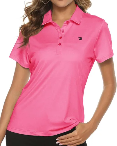 Vista 35 de TBMPOY Camisetas polo de golf de manga corta para mujer, ligeras, con absorción de humedad, con cuello, T-shirt de secado rápido de 4 botones