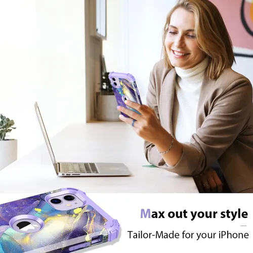 Vista 8 de Rancase Funda para iPhone 11, tres capas de alta resistencia a prueba de golpes, protección de plástico duro + funda protectora de goma de silicona