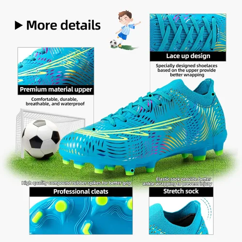 Vista 3 de Zapatos de fútbol para niños, zapatos de fútbol para niñas, zapatos deportivos para exteriores