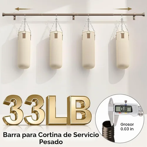 Vista 3 de HEI! DEAR Barras de cortina de bronce para ventanas de 72 a 144 pulgadas (6-12 pies), barras de cortina resistentes de 1 pulgada, barra de cortina