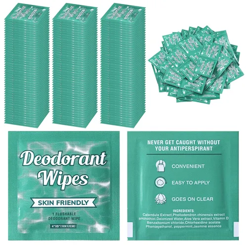 Vista 10 de Timgle - 100 toallitas desodorantes para el cuerpo, envueltas individualmente, sin hogar, desodorante antitranspirante para viajes, para mujeres