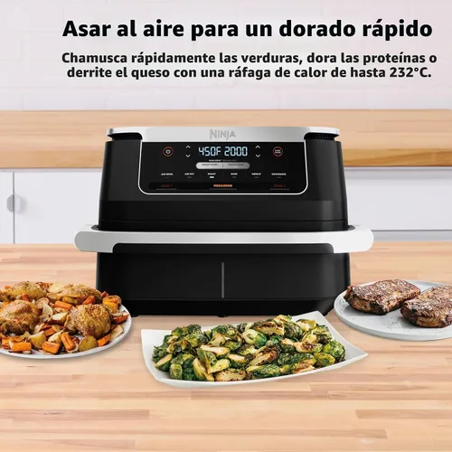 Vista 4 de Ninja Foodi - Freidora de aire, 7 Qt MegaZone, 6 en 1, negro, DZ071 7QT NEGRO