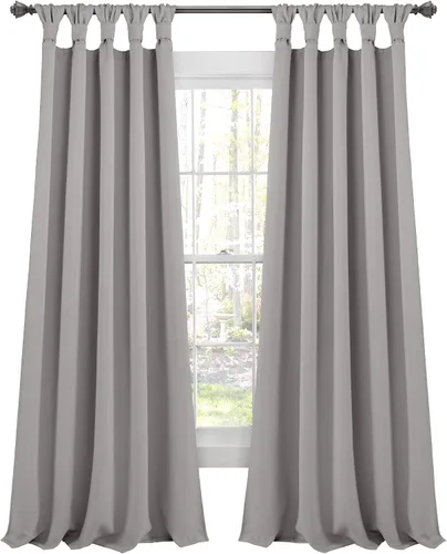 Vista 9 de Lush Decor - Cortinas con pestañas anudadas y aisladas para oscurecer la habitación, juego de paneles de cortina para ventana, 52" de ancho x 84