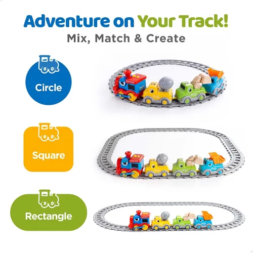 Vista 4 de iPlay, iLearn Juego de juguetes de tren para niños pequeños, tren de vapor