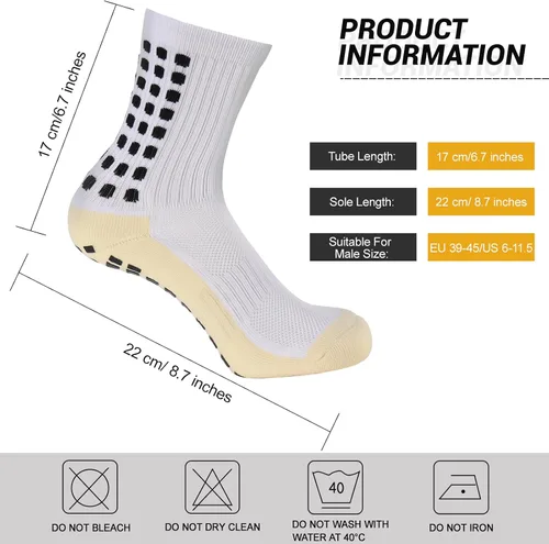 Vista 2 de Ultrafun 5 pares de calcetines de fútbol para hombre, calcetines de agarre acolchados antideslizantes para deportes de fútbol y baloncesto