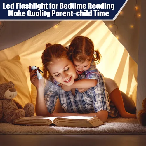 Vista 4 de VIHOSE 12 piezas de linternas mini a granel, linternas de mano brillantes de aluminio con cordón, linternas LED pequeñas para lectura nocturna