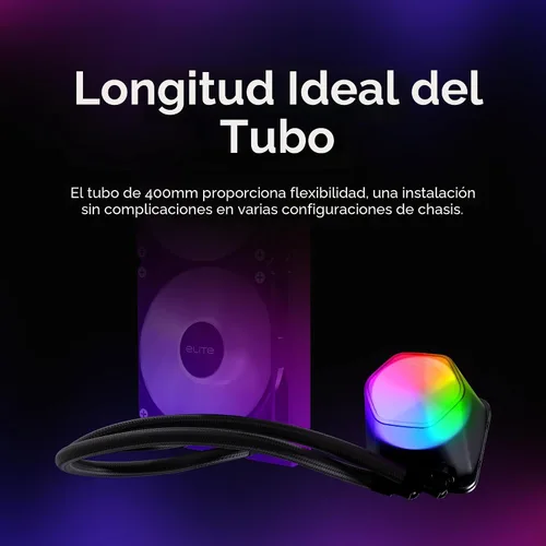 Vista 9 de Cooler Master Elite Liquid 240 AIO Liquid CPU Cooler, ARGB