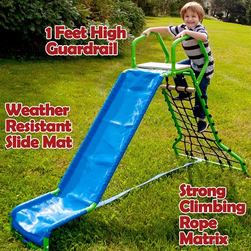 Vista 5 de Wonkawoo Tobogán de 5 pies para niños de metal independiente para patio de recreo al aire libre, interior, juego de tobogán para patio trasero