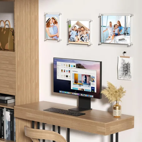 Vista 4 de AITEE Paquete de 2 marcos de fotos acrílicos de 8 x 10 pulgadas, marcos de fotos transparentes para pared, modernos sin marco, cubos cuadrados