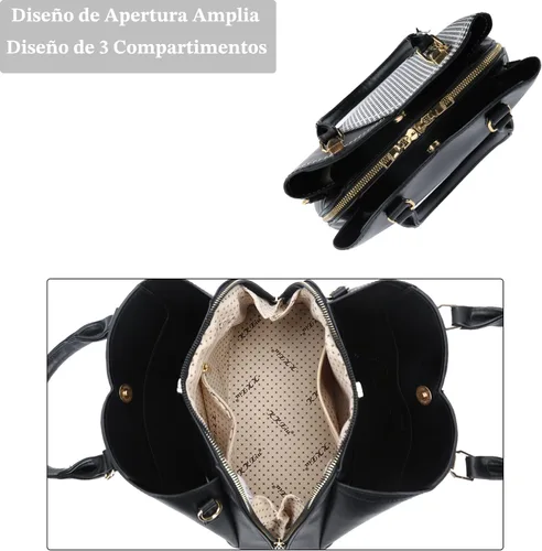 Vista 7 de KKXIU Monederos y bolsos de mano con triple compartimento para mujer, bolso de mano con asa superior