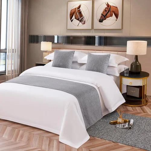 Vista 3 de OSVINO Camino de cama sólido de microfibra, protector de ropa de cama simple ligero y duradero, bufanda para boda, habitación de hotel, gris oscuro