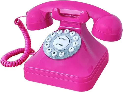 Vista 7 de Teléfono de casa retro de línea fija, teléfono de escritorio antiguo con cable TelPal con cable, juego de teléfono analógico decorativo negro