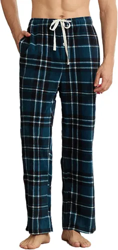 Vista 12 de U2SKIIN Pantalones de pijama de forro polar para hombre, pantalones de Buffalo Plaid-rojo