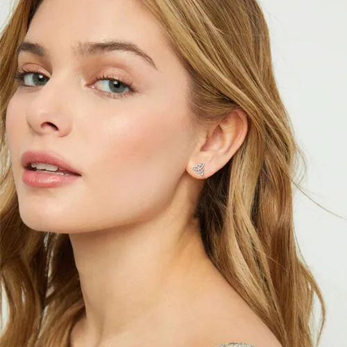 Vista 5 de ChicSilver Aretes de nudo celta hipoalergénicos de plata de ley 925 con forma de corazóntriángulo, joyería celta para mujer, plataorooro rosa