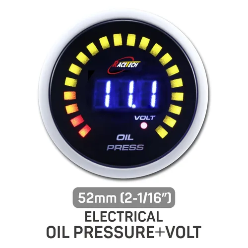Vista 5 de RACETECH Medidor Digital Dual de Presión de Aceite y Voltímetro - 145 PSI, 8~18V - 52 mm 2-1/16" 20 LED Anillo Exterior Azul con Función