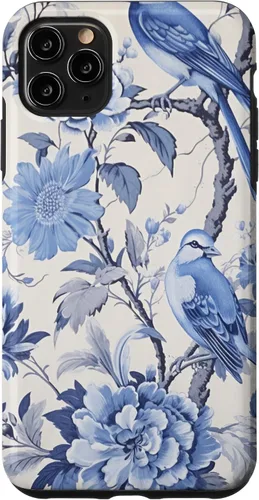 Vista 13 de Chinoiserie Floral Toile Blue and White Case for iPhone 16