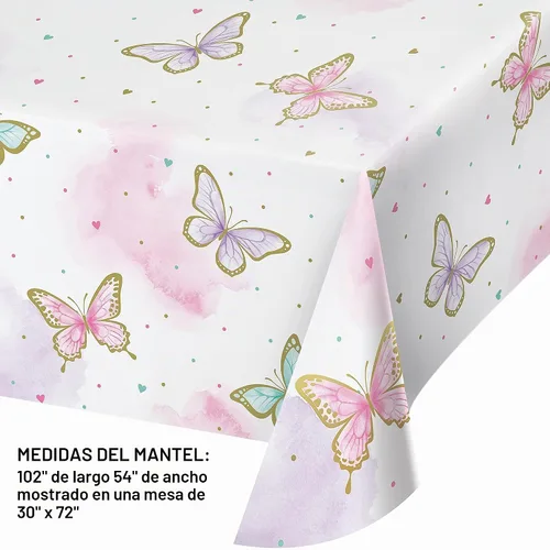 Vista 2 de Mantel de papel mariposa dorada, 1 unidad