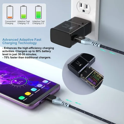 Vista 2 de Eversame - Cargador de pared USB C con cable, bloque de carga rápida tipo C de 10 pies + cable USB C de 6 pies compatible con Samsung Galaxy