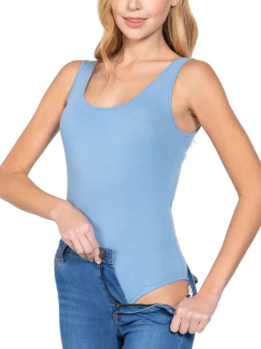 Vista 2 de FashionMille Body de algodón elástico sin mangas con cuello redondo para mujer