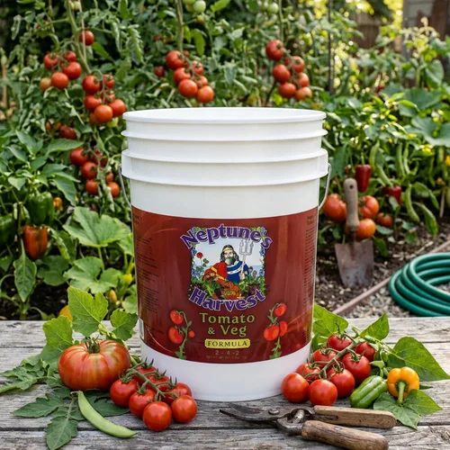Vista 6 de Neptune's Harvest Fertilizante orgánico para plantas de tomate y verduras (2-4-2) – Alimento líquido para plantas con pescado fresco, algas marinas