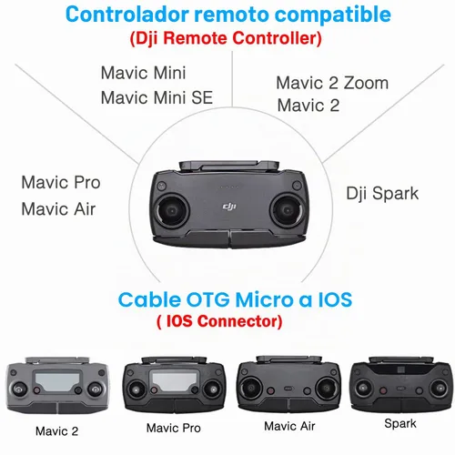 Vista 4 de DJI - Cable de control remoto USB micro a iOS de 1 pie de 90 grados para Mavic Mini, Mini SE, Pro, Spark, Air, datos de teléfono/tableta, accesorios