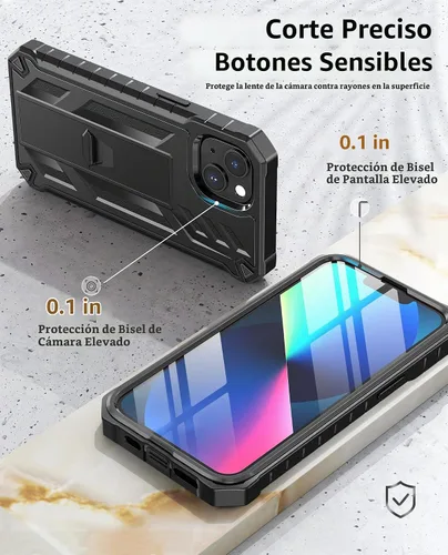 Vista 4 de SOiOS - Funda para iPhone 13, 14 y 15, con protector de pantalla integrado, color negro