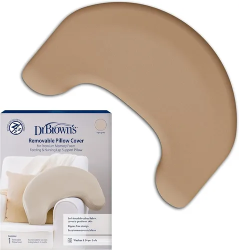 Vista 14 de Dr. Brown's Funda de almohada con soporte para regazo de lactancia y alimentación con biberón, tela cepillada suave, beige suave