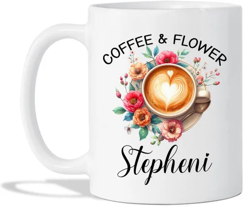 Vista 8 de Taza de café personalizada de cactus, taza de flores de cactus con nombre, taza de té de cactus, taza de cerámica con nombre personalizado, regalos