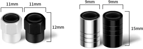 Vista 2 de 4 tapas de metal para válvulas de neumáticos de automóvil, accesorios compatibles con (plata larga)