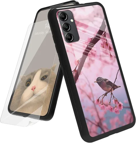 Vista 125 de Funda para Samsung Galaxy A12 5G con protector de pantalla, parte trasera de vidrio templado + TPU de silicona suave que absorbe los golpes