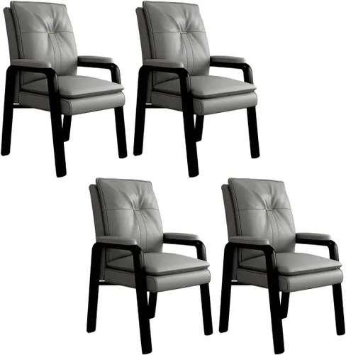 Vista 28 de PU Leather Conference Chair with Fixed Arms High-Back Ergonomic Mahjong Chair Chess Card Room Backrest Computer Chair Long-Term Sitting Mahjong