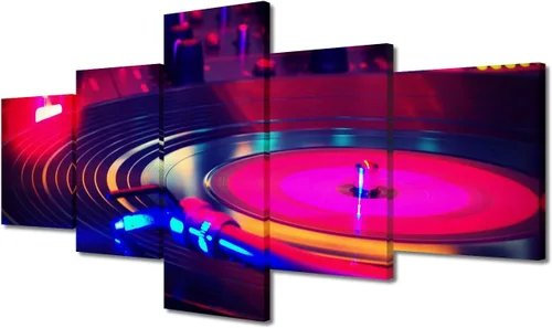 Vista 12 de Lienzo decorativo para pared, diseño de DJ Music Mixes the Track HD impreso en pinturas, 5 piezas de imágenes abstractas para sala de estar, obra