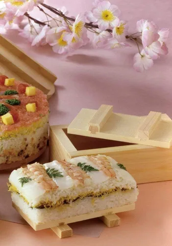Vista 4 de JapanBargain, Molde rectangular de madera para hacer sushi Oshizushi, molde para arroz, 7 x 4 pulgadas, 1 paquete