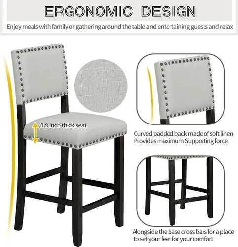Vista 6 de Harper & Bright Designs Juego de comedor de 5 piezas, mesa clásica elegante y 4 sillas en color espresso y beige