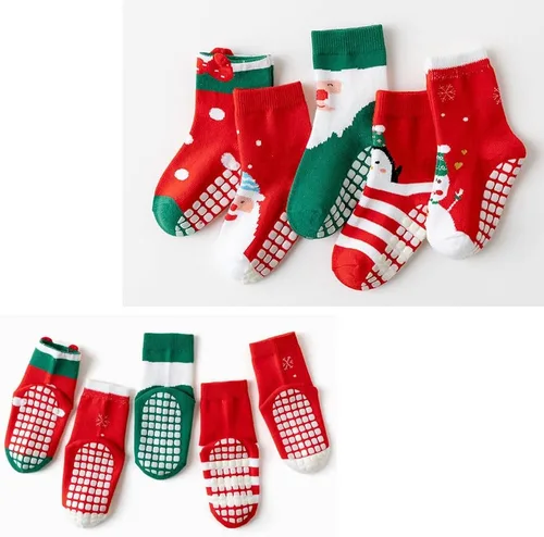 Vista 6 de SUITBOY Kids Christmas Socks Toddler Nonslip Grip Christmas Socks Baby Holiday Winter Warm for BoysGirls