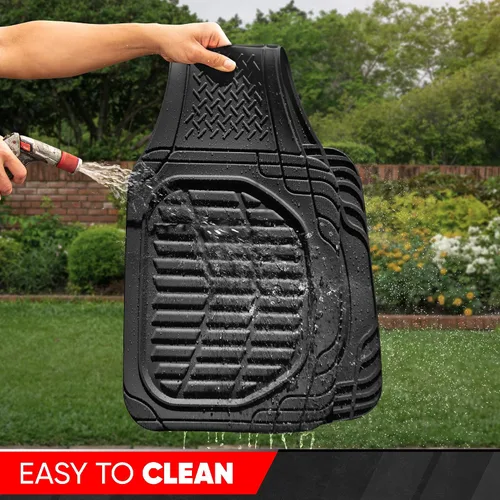 Vista 4 de Motor Trend Premium FlexTough Alfombrillas de piso traseras de goma Deep Dish, Alfombrillas de piso de ajuste universal para todo tipo de clima