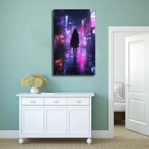 Vista 4 de XAHOR Anime Vaporwave Wall Decor – Retro Neon Urban Landscape – Cyberpunk Night City Poster Poster for Room Aesthetics Canvas Wall Art Poster And