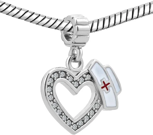 Vista 2 de LovelyCharms Pulsera con diseño de corazón y gorro de enfermera