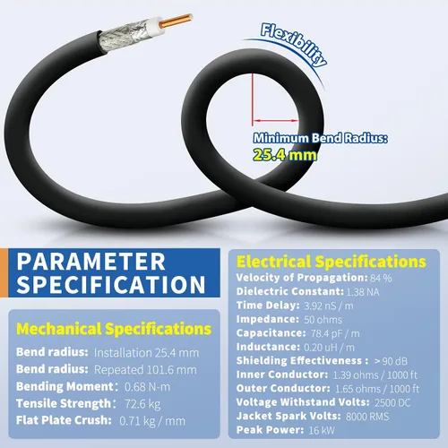Vista 4 de Bingfu Lora Antenna ALSR400 - Cable de extensión RF de pérdida ultra baja de 10 pies - N hembra a RP-SMA macho - con adaptador SMA macho compatible