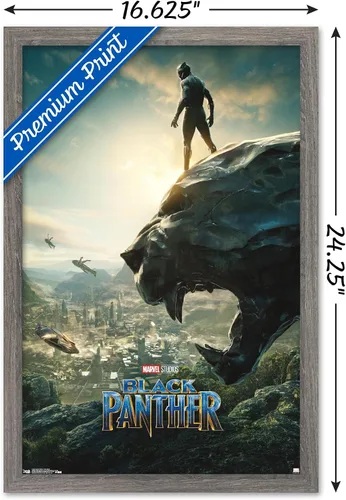 Vista 3 de Trends International Marvel Cinematic Universe - Póster de pared de una hoja de Black Panther Monument, 14.725 x 22.375 pulgadas, versión enmarcada