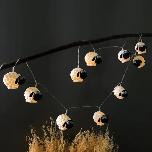 Vista 12 de Guirnalda de luces pintadas de ovejas pequeñas de 5.4 ft, 10 LED, adornos de cabra, luces novedosas, funciona con pilas, luces decorativas de hadas