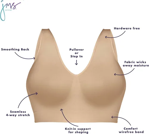 Vista 4 de JUST MY SIZE Hanes Women's Seamless Bralette, Pure Comfort Light Support Pullover Bra, Plus Sizes