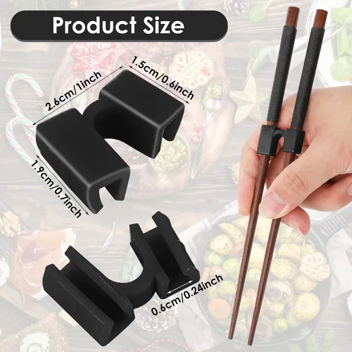 Vista 2 de 6 pares de palillos reutilizables, palillos de entrenamiento para adultos, conector de bisagras, palillos de práctica antideslizantes y portátiles