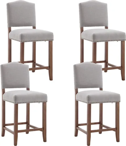 Vista 17 de EALSON Taburetes de Bar Estilo Granja Juego de 2 Taburetes de Mostrador de Altura de Cocina con Respaldo Sillas de Bar de Madera Modernas