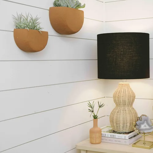 Vista 2 de Main + Mesa Macetas modernas de cerámica bohemia para montaje en pared, color terracota, juego de 2 tamaños