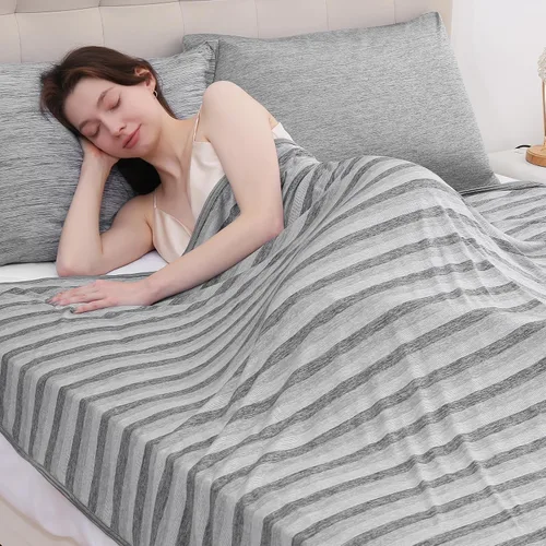 Vista 36 de Marchpower - Manta de enfriamiento para niños que duermen con calor, manta de lana fresca Arc-Chill con diseño de doble cara, fibra de enfriamiento
