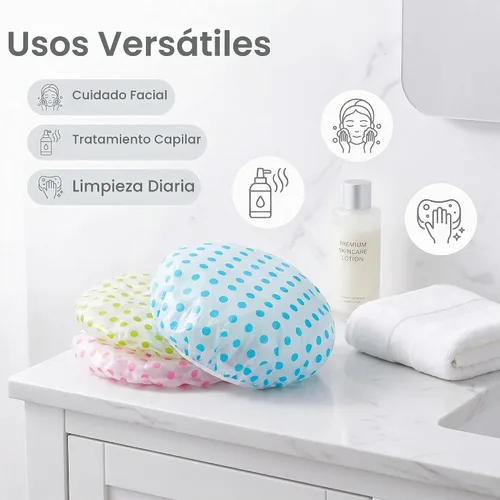 Vista 6 de TCOTBE 6 gorras de ducha de plástico EVA impermeable, gorra de baño elástica reutilizable, gorras de ducha de salón de belleza, gorras de ducha